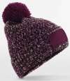 BB331 B331 Beechfield Ramble Patch Pom Beanie Burgundy Twist colour image